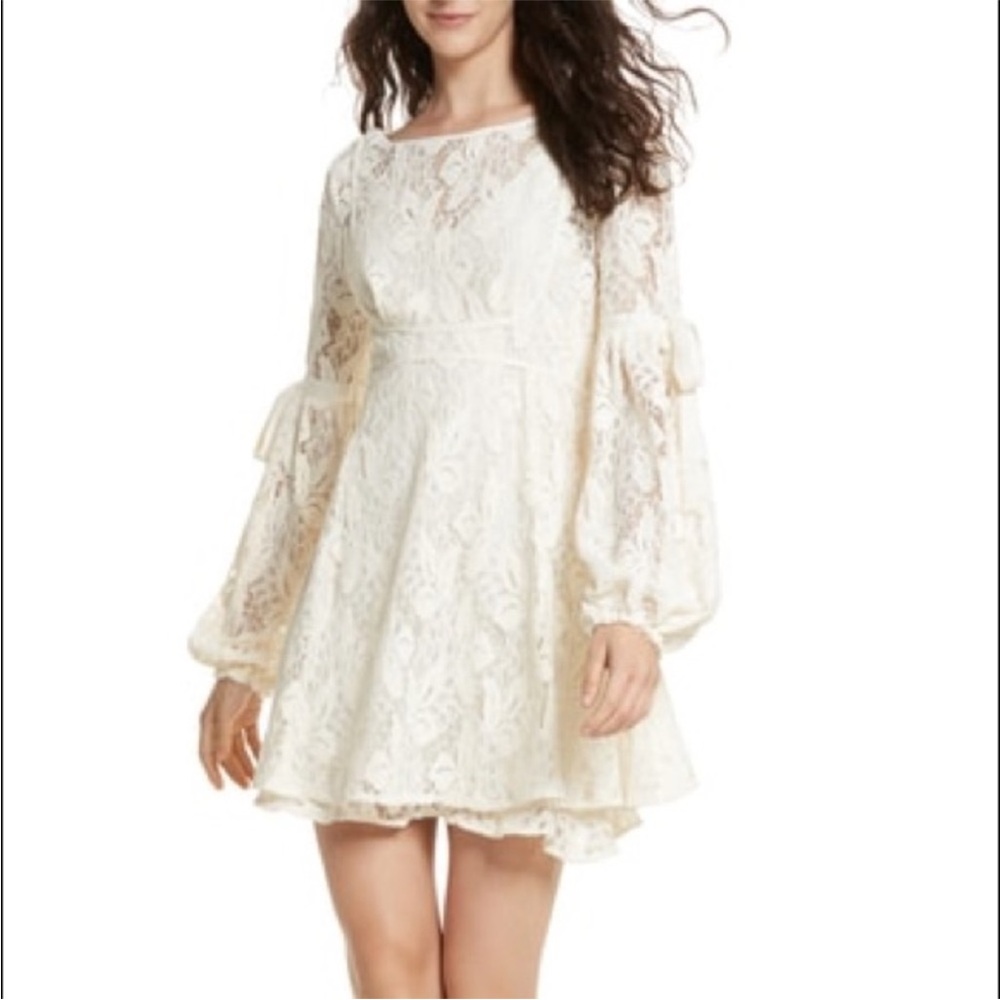 Free People Ruby Crochet Lace Mini Dress in Cream